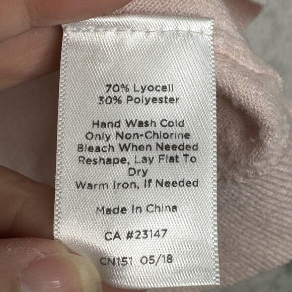 Talbots Petites Sweater Womens Medium Petite Pink Ruffle Henley Romantic Cottage - Picture 4 of 8